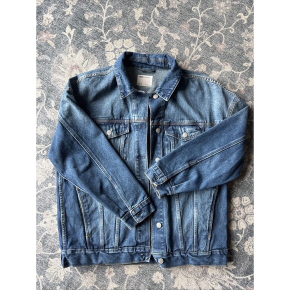 ASOS Jackets & Blazers - ASOS Denim Oversized Jacket Blue Collared Button Long Sleeve Jean UK 10
